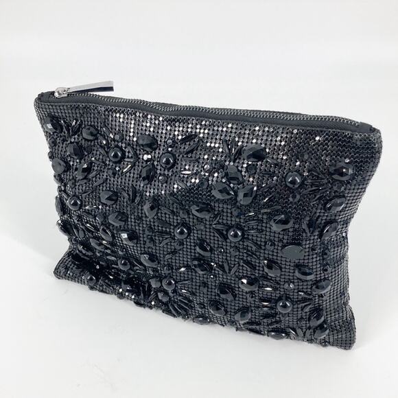 Evening Bag Clutch BCBGmaxazria Womens Black Chain-metal Formal  8 x 11 - Picture 1 of 13